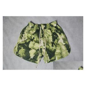 Mäns shorts Mens Green Leaves Printed Casual Board Male Beach Athletic Relaxed Hip Hop Streatwear Drop Delivery Apparel Clothing Dhtou