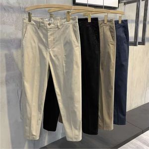 Autumn New Cropped Pants, Trendy Men's Solid Color Casual Suit Pants, Korean Version Tapered Slim Fit Design Sense, Niche Men's Pants