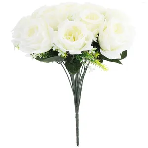 Decorative Flowers Fake Roses Artificial Faux Bouquet For Grave Vintage Memorial Silk Cloth Cemetery Ceremony