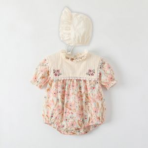 Rompers de verão Baby Roupas recém -nascidas com chapéu Infant