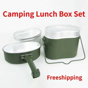Camp Kitchen Outdoor Wojskowe naczynia kuchenne 3 w 1 aluminium kempingowe lunch pudełko armia stołówka Puchar na piknikowy podróż w wodę miska 240329