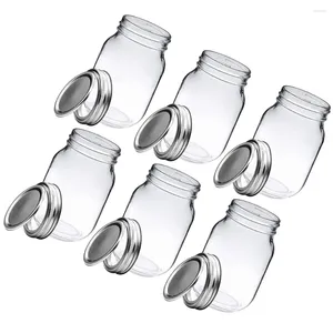 Depolama şişeleri 6 adet küçük reçel kavanozlar taşınabilir gıda konteyner jöle cam mühürlü mason şeker evi
