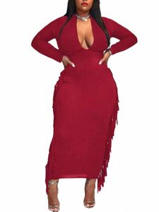 lw SXY Plus Size Nappa Design U Collo Autunno Fiable Lg Regular Manica da donna Sexy Bodyc Dr k1Rs #