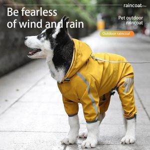 Vestuário para cães Cross-border rebocável capa de chuva de quatro pernas impermeável grande médio e pequeno animal de estimação roupas de dia chuvoso