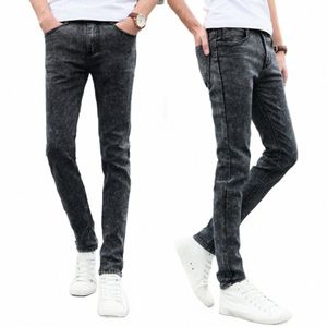 Модные джинсовые брюки длиной до щиколотки со средней посадкой, мужские облегающие джинсовые брюки Lg, мужские джинсы, универсальные C4I6 #