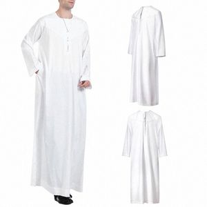 Abaya Islamiska män Robe Muslimer Dres Djellaba Simple Fi Applique Shirts Arabiska Dr Men Ethnic Clothing Gift U1HM#