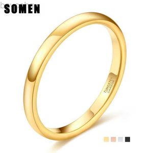 結婚指輪2mm女性リング薄いタングステンカーバイドリング4色ゴールドローズゴールドシルバーカラーポリッシュクラシックメスウェディングバンドシンプル24329