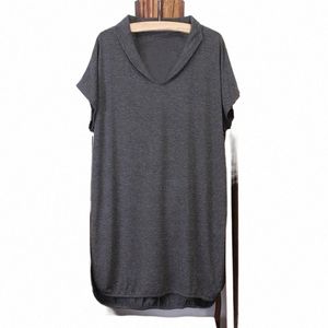 150kgプラスサイズの女性の夏のルーズバットウィング半袖LG Tシャツバスト156cm 5xl 6xl 7xl 8xl 9xl 10xl v-neck modal top e38w＃