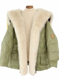 navy Collar Lg Fur Collar Parker Down Jacket Winter Jacket Women 2023 Women White Duck Down Warm Cott Parka Coat Winter Coat n4AL#