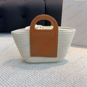 Yaz Tasarımcı Çanta Straw Tag Beach Bag Büyük Kapasiteli Alışveriş Çantası Tote Çanta