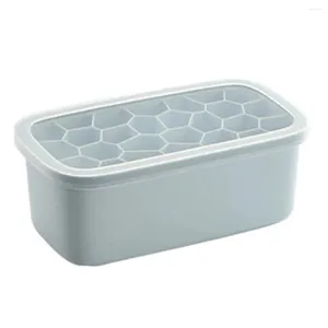 Bakning Mögel Ice-kub Mögel Ice Tray Hushållskylskåp Honungskomb Maker Double Silicone Box med avtagbara lock Blue