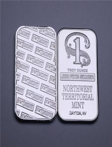 1 Troy Ounce 999 Fine Silver Bullion Bar Northwest Teeritorial Mint Silver Bar Silverplated mässing Ingen magnetism119458