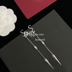 Luxury Long Style Earrings Eardrops Dangler Designer Letter Silver Plated Earrings With Box