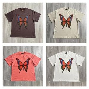 Men's T Shirts 24ss AWGE High Quality T-shirt Needles Butterfly Print Tee Mens Womens Summer Short Sleeve Tags