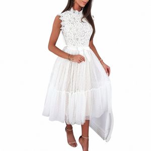 Verão chique e elegante laço branco midi dr casual babados plissado festa de noite dr sexy túnica rendas praia dres robe 75l2 #