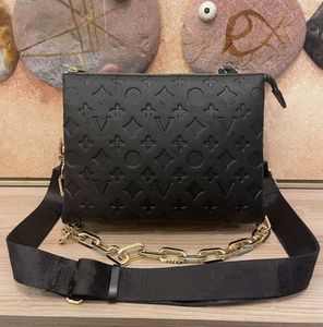 10A echtes Leder Designer-Tasche Coussin PM Schulter-Crossbody-Taschen mit Goldkette Handtasche Geldbörse Beutel Breite abnehmbare Träger-Geldbörsen 3 Innenfächer