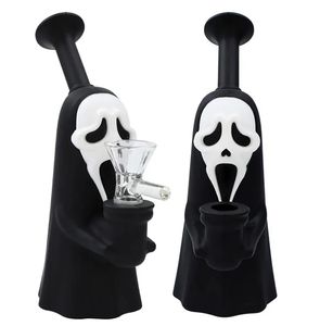 Cheap 6.3-inch silicone Bong tube Faceless Ghost Sprayaway Hookah Smoking tube Faceless Dab Rig pipe Bong with 14mm glass bowl IN STOCK