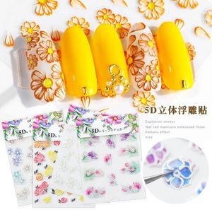 2024 Butterfly Flower Design Leaves Nail Water Decals Color Wave Geometric Line Charms Sliders Decoration Tips for Nail Art