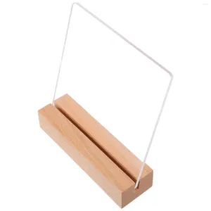 Dekorativa plattor Nagel Display Board Acrylic Sign Holder With Wood Base Manicure Frame Storage Tool
