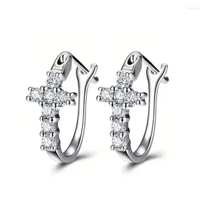 Backs Orecchini 2024 Choucong Semplice Gioelleria Raffinata E Alla Moda Clip In Argento Sterling 925 Taglio Rotondo Topazio Bianco CZ Diamante Donne Croce Orecchino Regalo