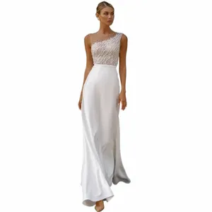 Luksusowy LG Beaded Wedding Dres Jewel Neck SCandex Sleevel Mermaid Długość podłogi na zamówienie imprezowe sukienki Vestidos de novia z4rg#