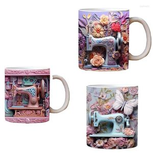 Muggar 3D Sying Painted Mug Creative Space Christmas Gift Home Decor Coffee Cups Room Decoration och Display Retail