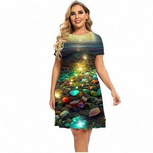 landscape Ste 3D Printed Dr Women Scenery Short Sleeve Loose Dr Fi Summer Beach On Vacati Dr Plus Size 5XL 6XL R4hg#