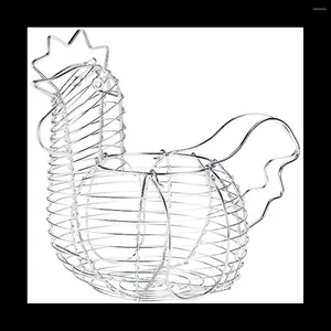 Storage Bottles Metal Wire Egg Baskets For Eggs Chicken Shaped Holder Rustic Round Gathering With Handle