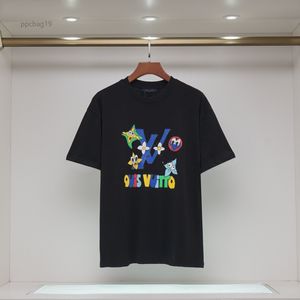 デザイナーメンズTシャツTシャツラグジュアリークラシックレターレインボーカラープリントTシャツ女性シンプルカジュアルコットンティートップスE47A