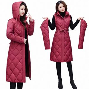 Kvinnor Winter Jacket Lätt ned Cott Jacket Ny LG -ärm är avtagbar mitten av LG Parkas Warm Female Winter Coat Ytterkläder Z4ZW#