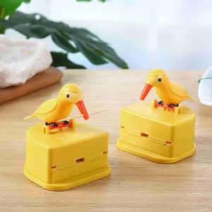 new 2024 NEW Creative Toothpick Holder Cartoon Small Bird Toothpick Container Press Toothpick Dispenser Storage Box Automatic Kitchenfor for