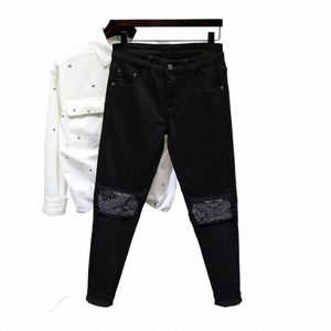 Jeans da uomo Jeans strappati Pantaloni da cowboy strappati con fori Pantaloni tagliati rotti Vita bassa Nero coreano Fi 2023 Trend Baggy Denim 2589 #