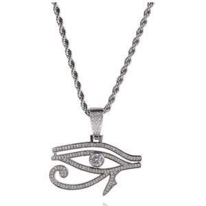 Hip Hop Necklaces AAA CZ Stone Paved Bling Iced Out Eye of Horus Pendants Necklaces for Men Rapper Jewelry233U