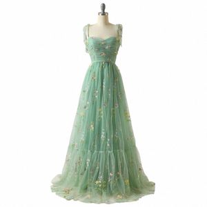 التطريز الأزهار الفاخرة LG Prom Evening Dres for Women 2023 Summer Summant Sumpant Semant Party Host Vacati Dr 81i9#