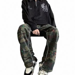 2023 Y2K Fi Camoue Baggy Tuta pantaloni cargo per uomo Abbigliamento Zipper Design Donna Casual Lg Pantaloni Pantal Homme L0Nu #