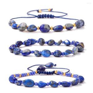 Strand 3pcs/set düzensiz mavi lapis lazuli boncuklar bilezik 5-8mm doğal tarım kaplan göz amazonit taş bilezikler kadın erkek mücevherleri
