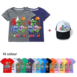 バンバンボーイズガールズTシャツの帽子帽子子供の子供の子供カジュアルトップティー幼児通りの服240318