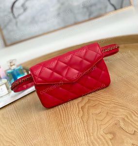 Spiegelqualität Damen Lammfellgürtel Taillentasche Bumbag 2024 Neueste Designer-Umhängetaschen aus weichem Leder Umhängetaschen mit Klappe Geldbörse Hard Hardware Strap Schwarz Rot mit Box