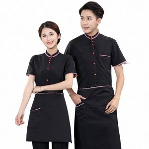 Western Restaurant Workwear Short Sleeve Waiter Uniforms Summer Hotel Fast Food Hot Pot Cook Clothing Fi Food Service Shirt S6RT#