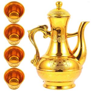 Kubki jednorazowe słomki herbaty kettle puchar Buddha Znakomita święta ofiara kultowa na ołtarzu czajnicze pomyślny ornament ozdoby ozdobnej