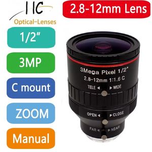 30Mega Pixel CMount 2812mm 12 Formato FA Machine Vision Lentes de comprimento varifocal 6 Manual Iris Lente CCTV 240327