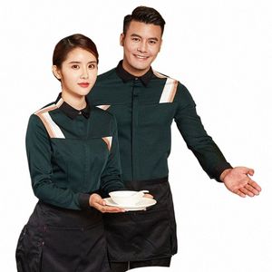 waiter lg-sleeved shirt autumn and winter female coffee shop catering Teahouse hot pot restaurant Western restaurant fast food W7lK#