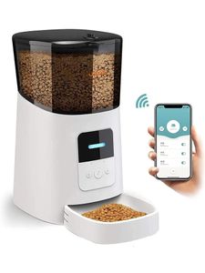 6L Automatic Cat Food DispenserWiFi Automatic Cat Feeder with APP Control for Remote Feeding 240328