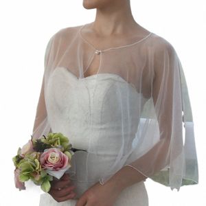 Topqueen Summer Tiul Crop Top Bridal Dr Accoors szal Długość łokcia Kardigan Pearl Butt Bluzka VG89 Configoncjonalna 32MO#