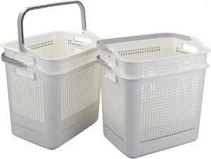 Laundry Bags Pack Of 4 Plastic Hamper Basket Dirty Clothes Storage Bin With Handle White