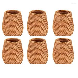 Plates 6X Rattan Chopsticks Tube Shovel Spoons Bucket Dinner Knives Forks Tableware Storage Box Home Baskets Organizer