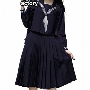 65 cm lguette jk mundurem ustawia japońskie kobiety dziewczyny jesienne jesienne/lg rękawowe mundury szkolne college marynarz plisowana spódnica d6ra#