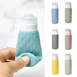 Lagringsflaskor pressa silikon påfyllningsbar 90 ml synlig design duschgel lotion flaska stor kapacitet schampo sub-flaskande resa