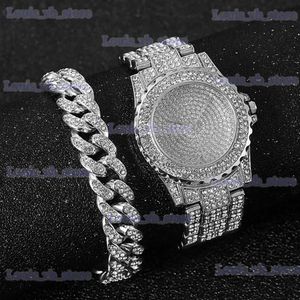 Другие часы + браслет для женщин Кубинский браслет-цепочка Iced Out для женщин Модный роскошный золотой комплект ювелирных изделий Relojes T240329