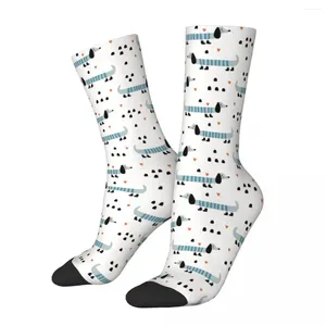 Skarpetki męskie Crazy Sock for Men Cute Ocshunds on White Hip Hop Vintage Vintage Dachshund Pies Swerems Wzór drukowany dla chłopców Załoga Casual Gift